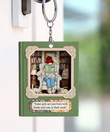 Book And Cat Girl Keychain - Personalized Gifts For Reading Girl 01Qhtn030625