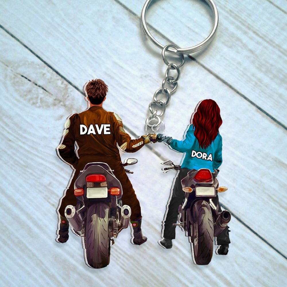 Personalized Gifts For Couple Keychain Biker Couple 04Qhhu100124Tm - Image 2
