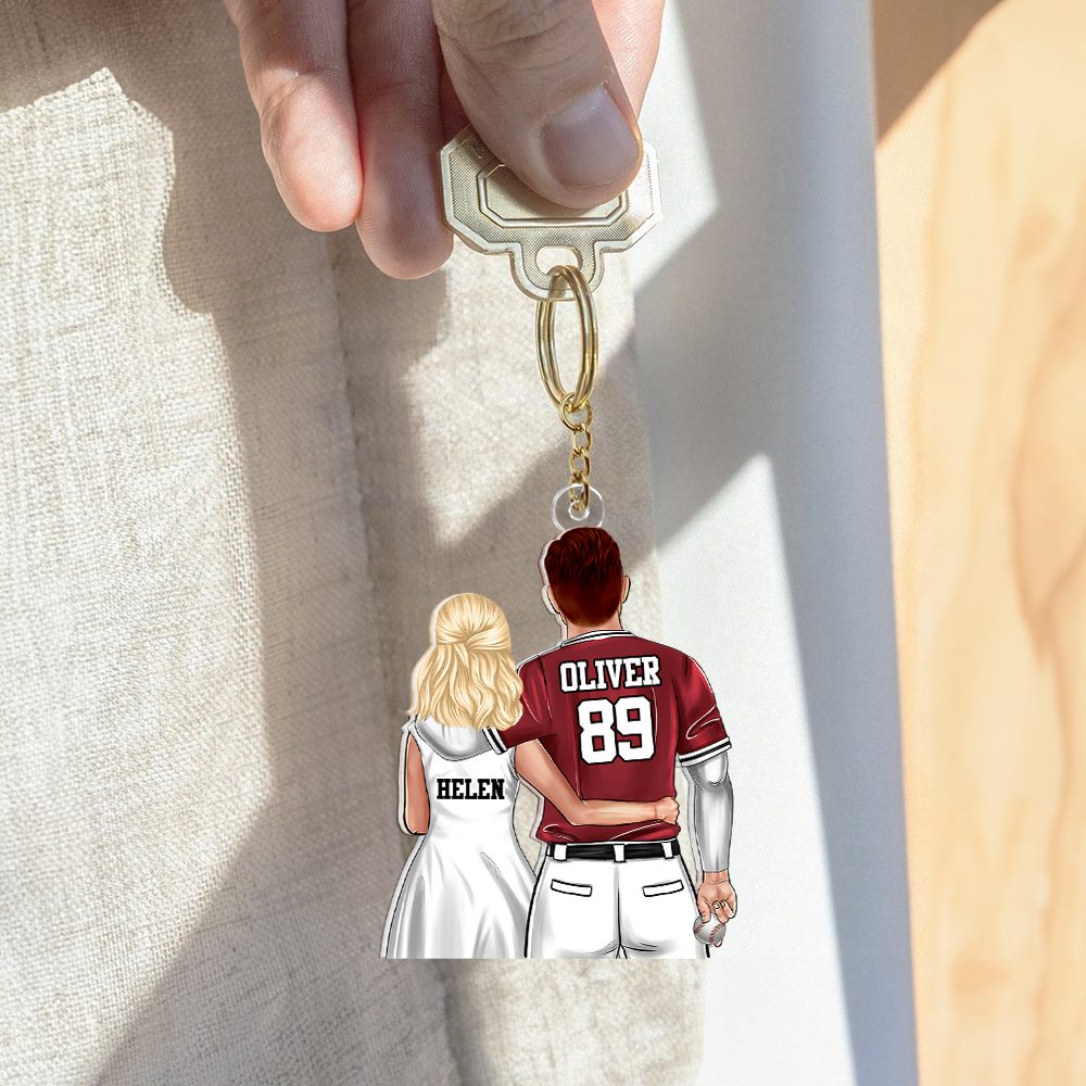 Personalized Gifts For Couple Keychain Baseball Couple 011Qhhu200125Tm - Image 2