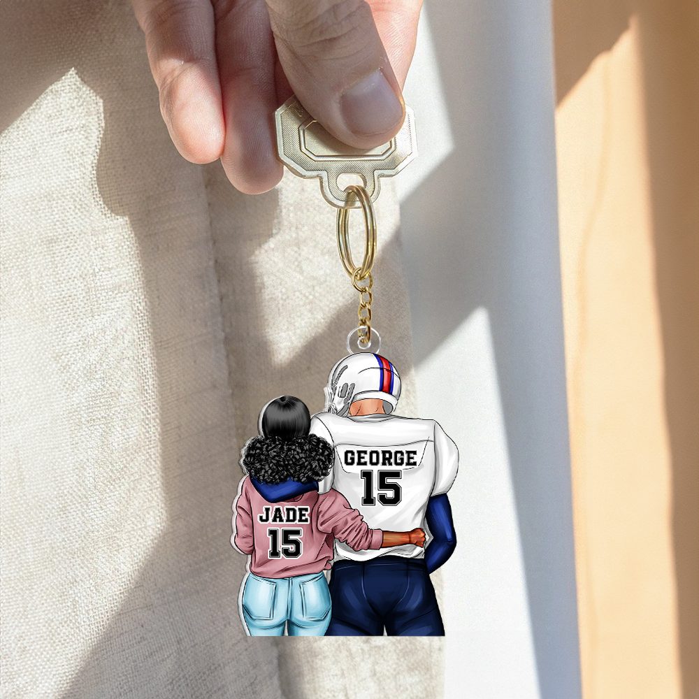 Personalized Gifts For Couple Keychain Couple Hugging Back View 072Qhhu110125Tm - Image 3