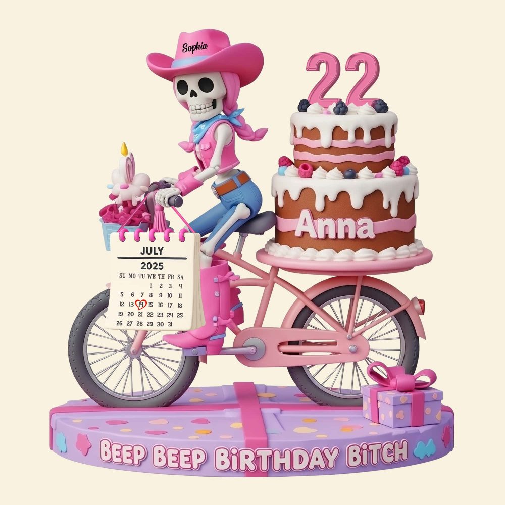 Personalized Birthday Gifts For Friend Acrylic Plaque, Funny Cowgirl Skull 04Tgtn230625 - Image 4