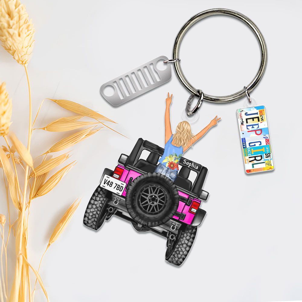 Personalized Gifts For Off Road Girl Keychain With License Plate Charms 05Qhqn200624Hn - Image 3