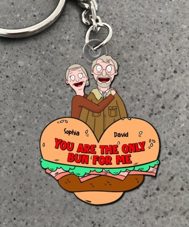 Personalized Gifts For Wife & Husband Keychain - Funny Couple With Burger