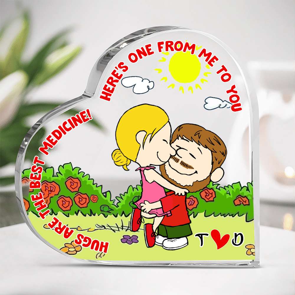 Personalized Gifts For Couple Heart Shaped Acrylic Plaque, Hugs Are The Best Medicine 01Tglu041224Hg