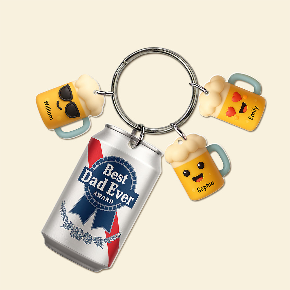 Best Dad With Little Charms Acrylic Tag Keychain - Personalized Gifts For Father 01Naqn250425 - Image 4