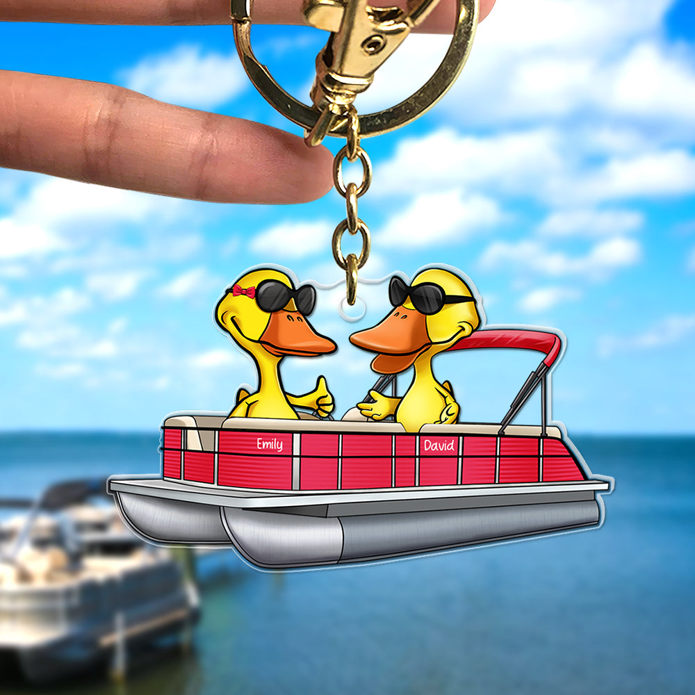 Personalized Gifts For Pontoon Lovers Keychain, Pontoon Duck Jolly Holiday 011Qhqn310823 - Image 3
