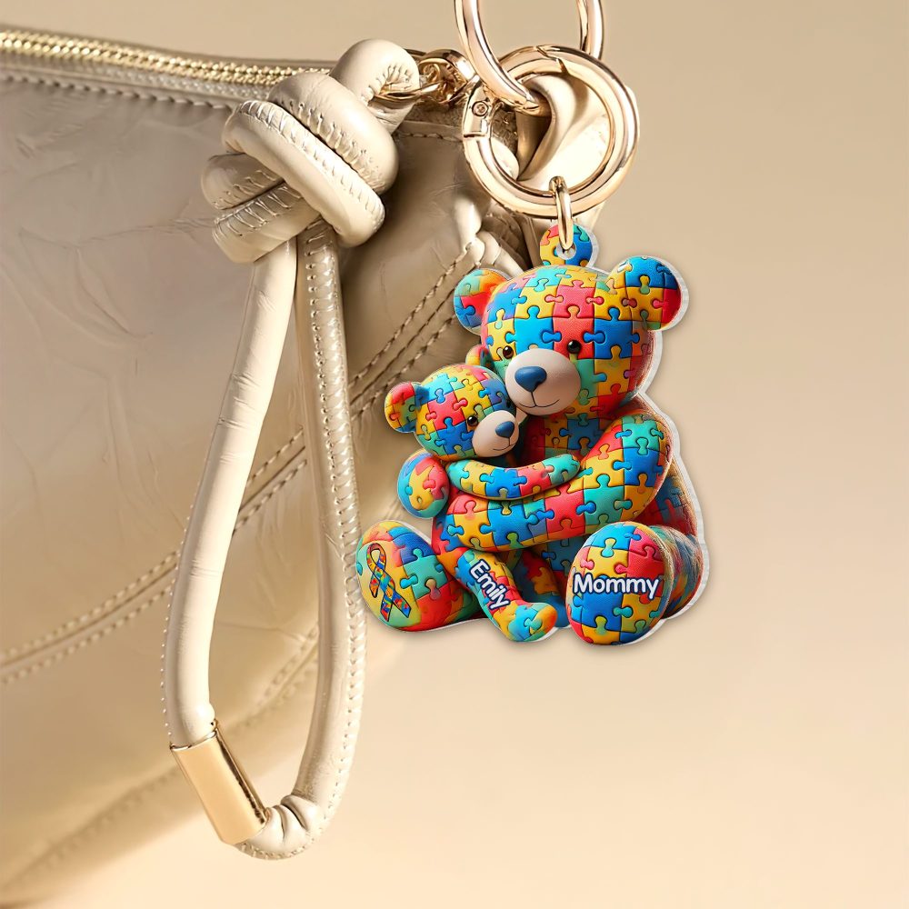 Personalized Gifts For Autism Keychain Bear Mother And Kid 03Ohpu220225 - Image 4