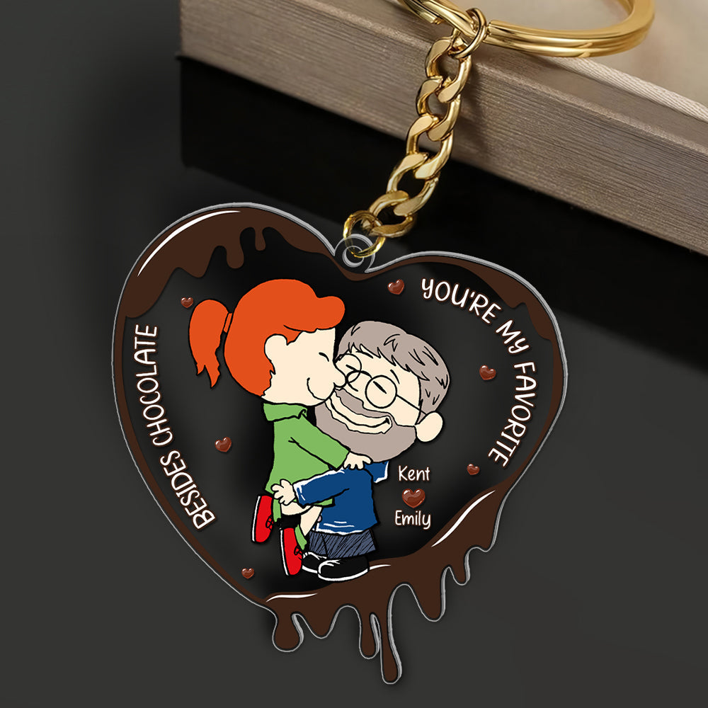 Personalized Gift For Couples Acrylic Keychain Beside Chocolate You'Re My Favorite 01Kaqn061224Hg - Image 2