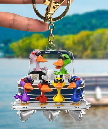 Festive Ducks On A Pontoon – Custom Christmas Keychain For Boating Fans 02Qhqn181224