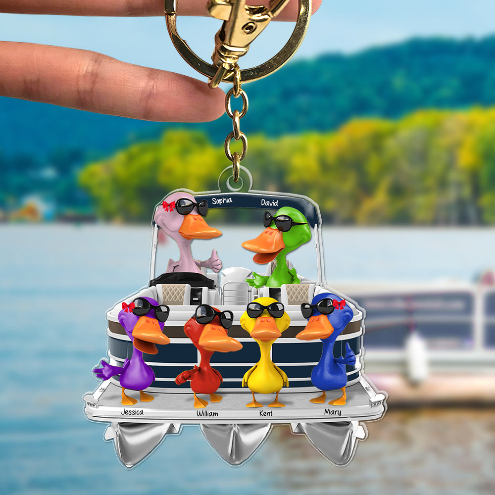 Festive Ducks On A Pontoon – Custom Christmas Keychain For Boating Fans 02Qhqn181224