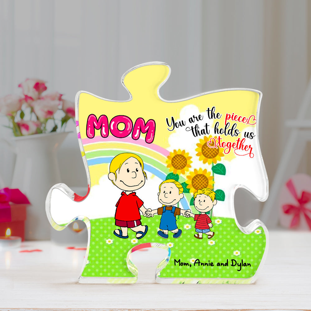 Personalized Gifts For Mom Shaped Acrylic Plaque Mom & Little Ones Holding Hand 02Xqlu200125Hh - Image 2