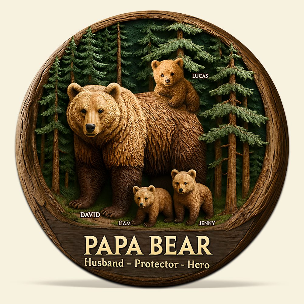 Papa Bear Plaque - Personalized Gifts For Dad 04Qhpu140525 - Image 4
