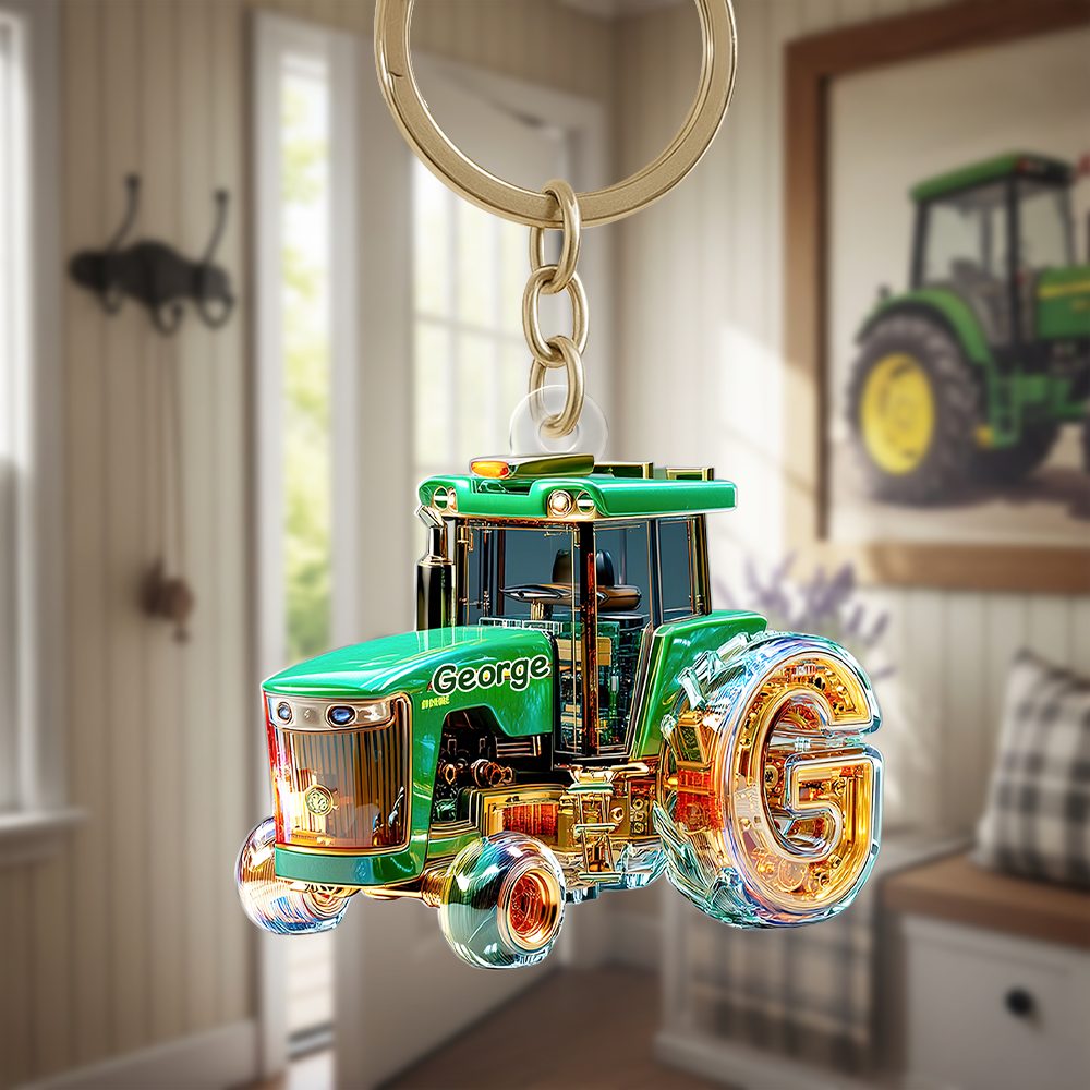 Personalized Gifts For Tractor Lovers Keychain, Any Letter 01Tgpu240625 - Image 4