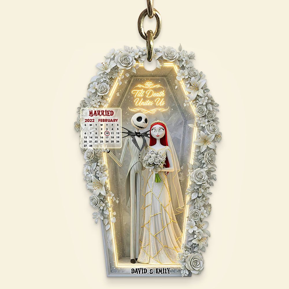 Spooky Couple Keychain - Personalized Wedding Gifts For Couple 05Ohpu270625Tt - Image 4