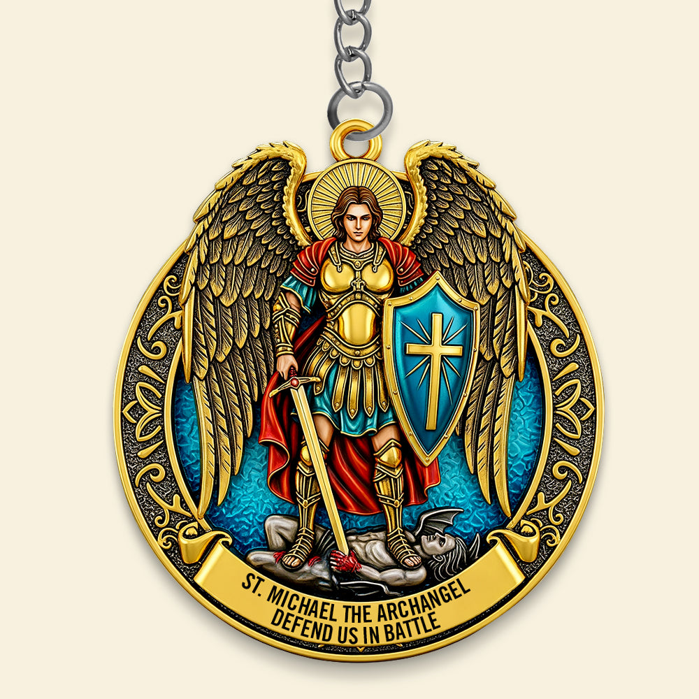 St. Michael The Archangel Keychain Gifts For Catholic 05Hudt290525 - Image 4