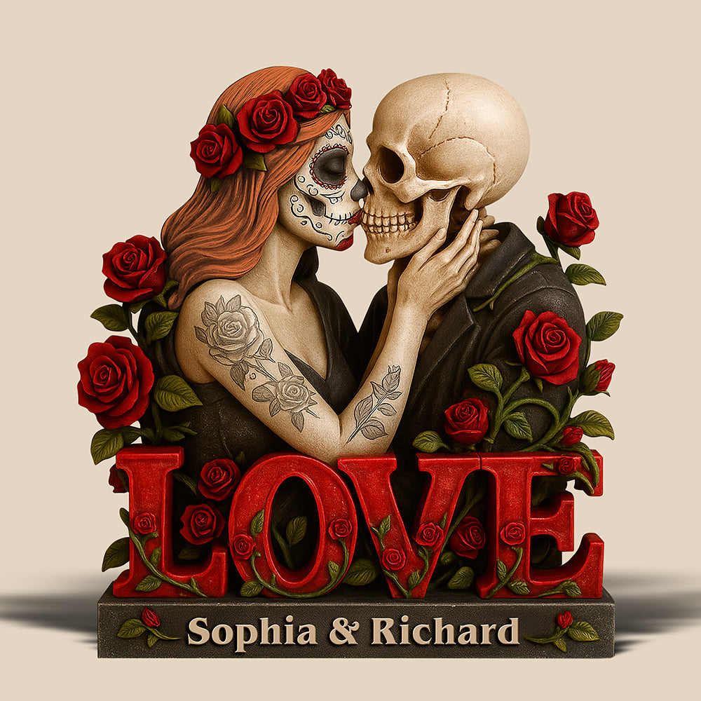 Skull Couple Acrylic Plaque - Personalized Gifts For Couple 06Naqn230525 - Image 4