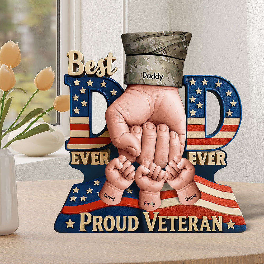 Proud Veteran Dad Acrylic Plaque - Personalized Gifts For Father 04Huqn080525 - Image 3