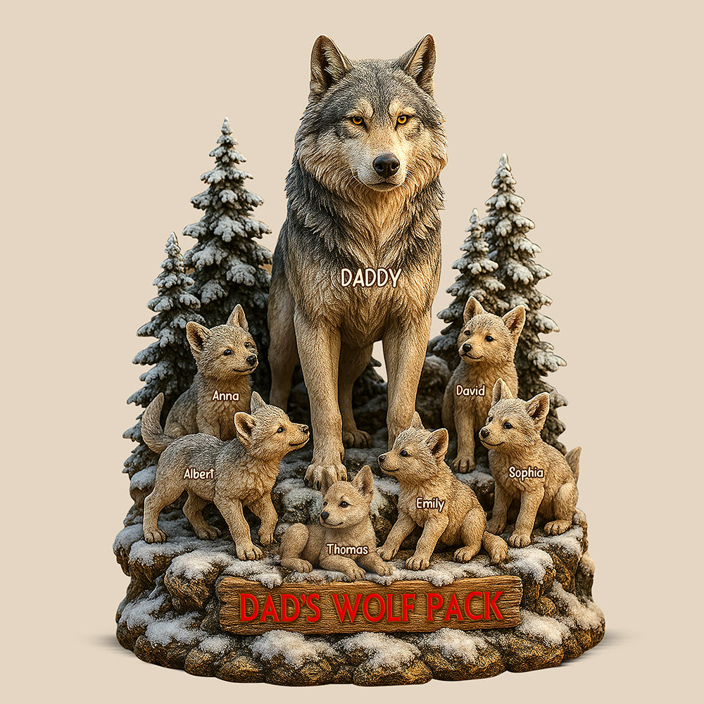 Dad'S Wolf Pack Acrylic Plaque Personalized Xmas Gifts For Dad 02Xqqn030525 - Image 4