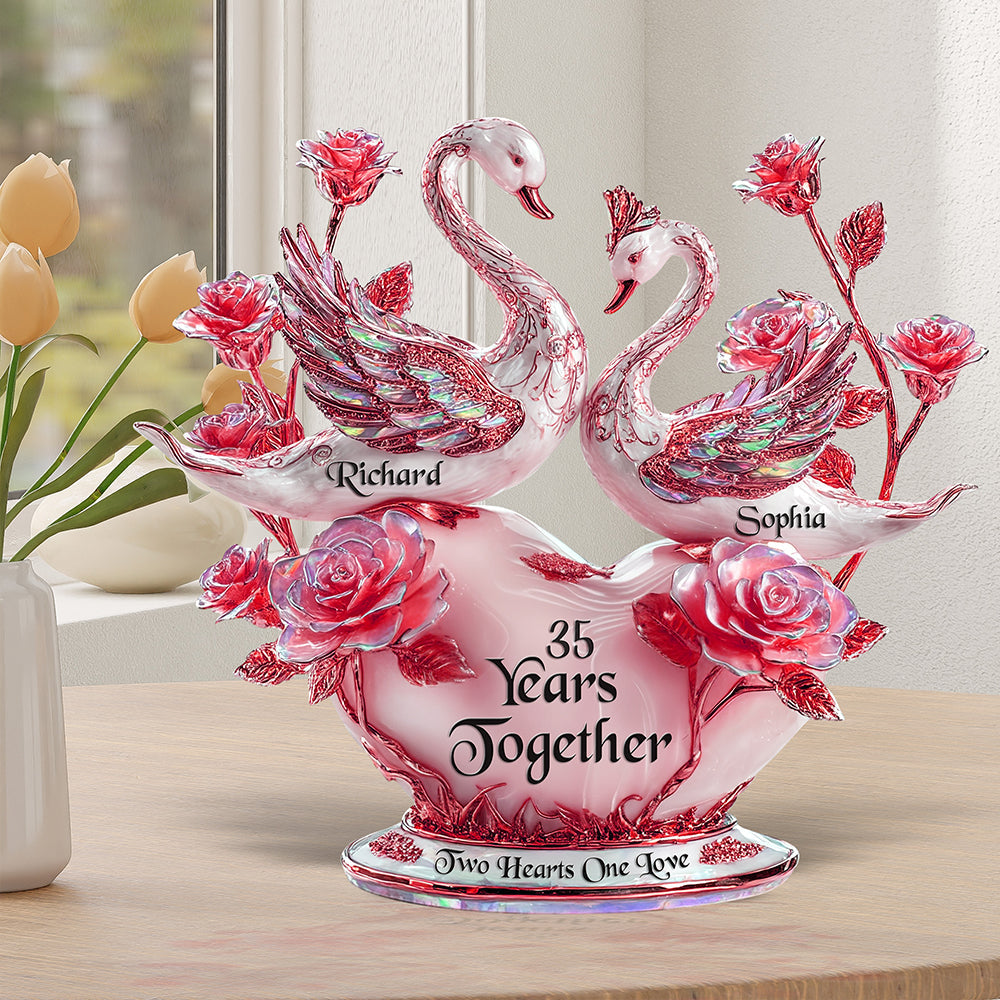 Swan Couple Plaque - Personalized Gifts For Couple 04Tgqn300525 - Image 2