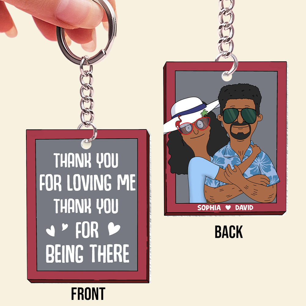 Personalized Gifts For Couple Keychain 01Hutn040225Hg Thank You For Loving Me And Being There - Image 4