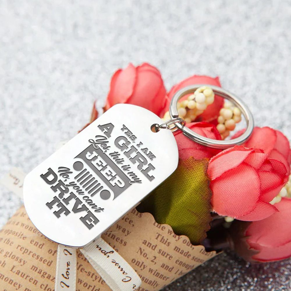 Personalized Gifts For Girl Keychain 01Hudt060624Tm Car Girl With Watercolor Background - Image 4