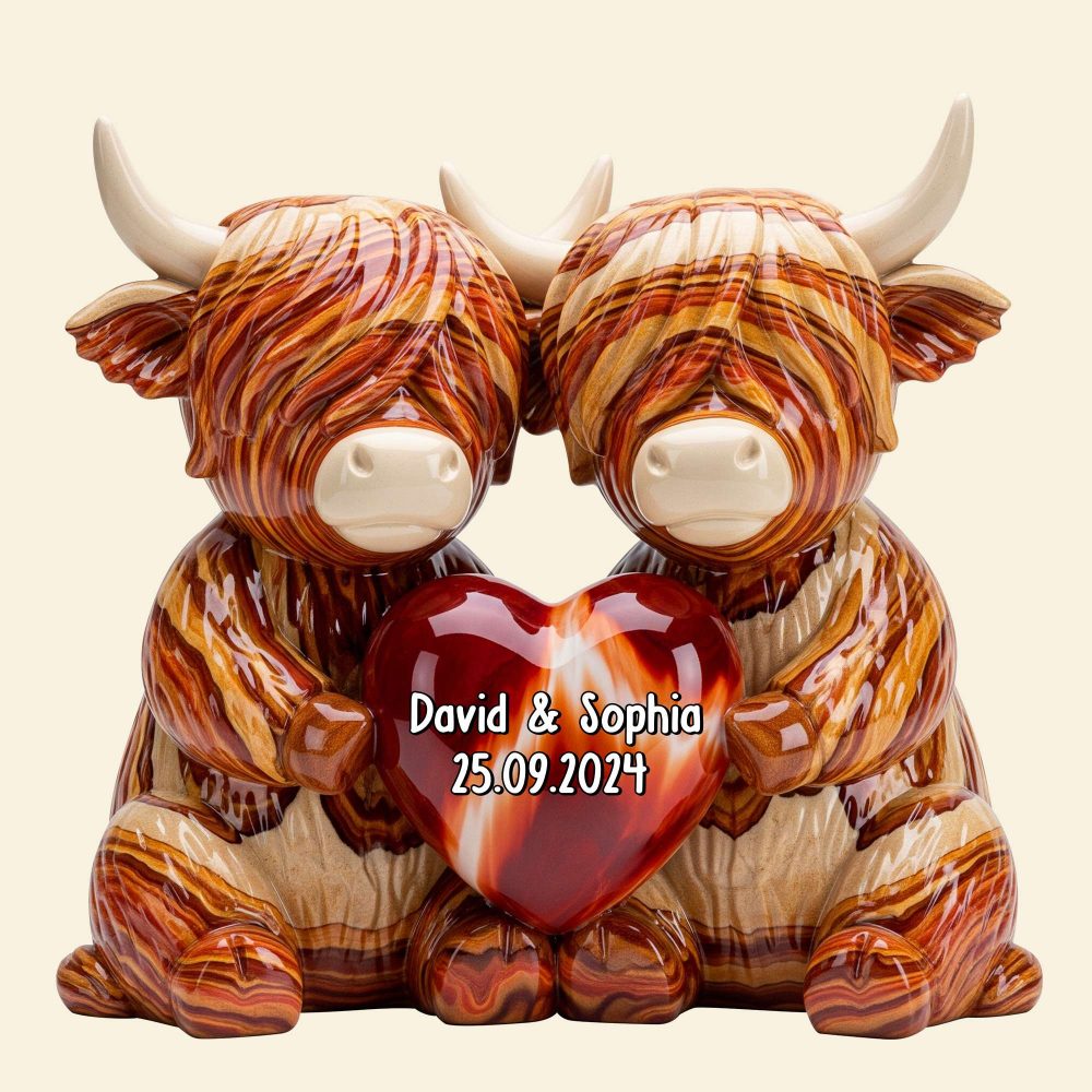 Highland Cow Couple Acrylic Plaque - Personalized Gifts For Couple 03Natn190625 - Image 4
