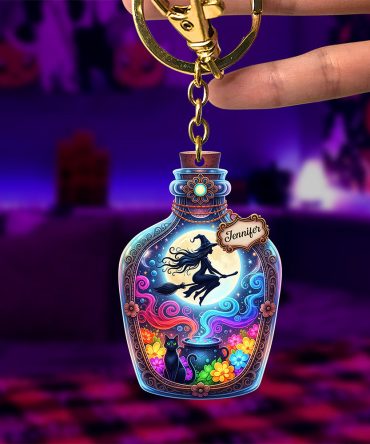 Mystical Witch Flying Keychain - Personalized Gifts For Witch Lovers 06Pgqn160725