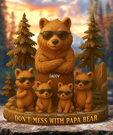 Papa Bear Acrylic Plaque - Personalized Gifts For Father 03Toqn260425