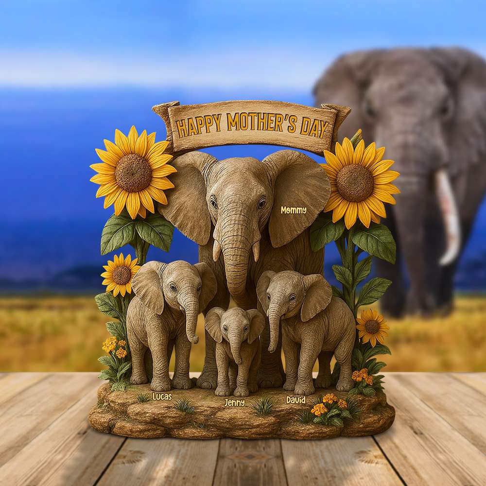 Elephant Mom Plaque - Personalized Christmas Gifts For Mom 01Xqtn080425 - Image 4