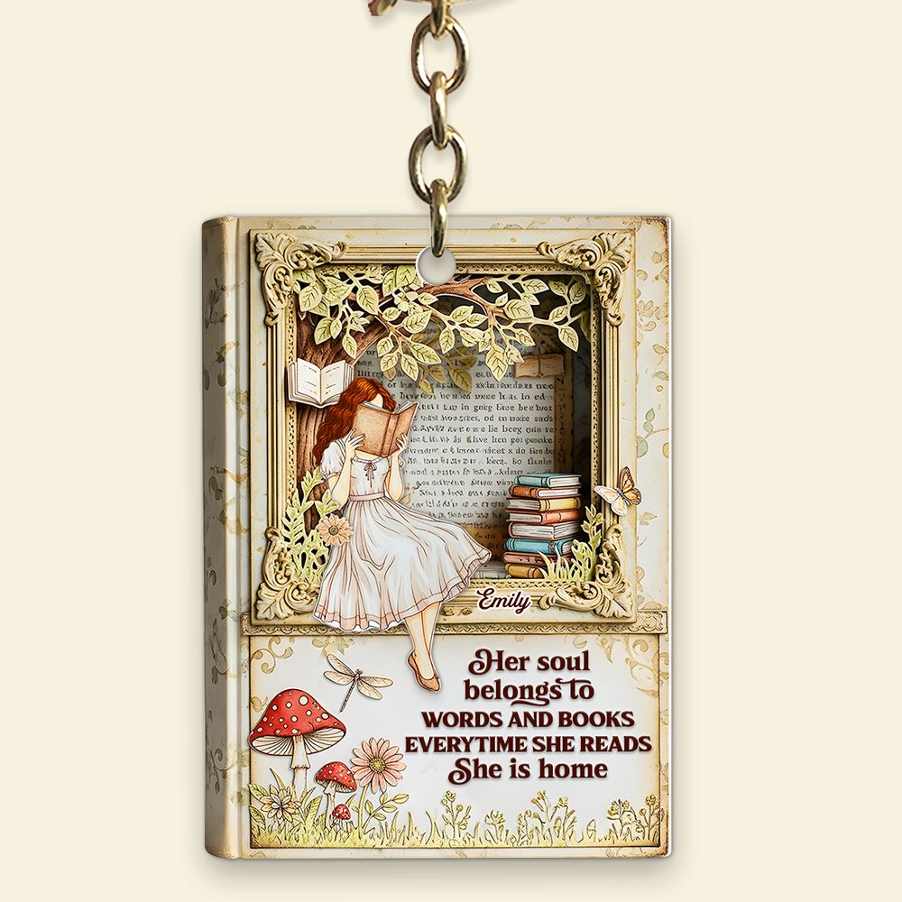 Lady Lair In A Book Acrylic Keychain, Personalized Gifts For Reading Girl 03Qhpu030625 - Image 4
