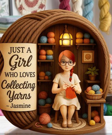 Collecting Yarn Girl Acrylic Plaque - Personalized Gifts For Knitting Lovers 06Tolu190725
