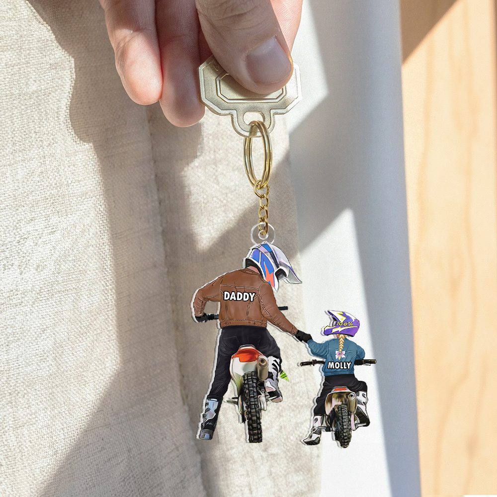 Personalized Gifts For Dad Keychain Motocross Dad And Kid 02Qhhu220125Tm - Image 3