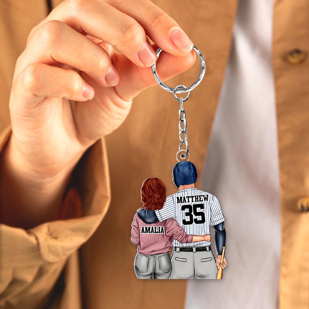 Personalized Gifts For Couple Keychain Baseball Couple 011Qhhu200125Tm - Image 3