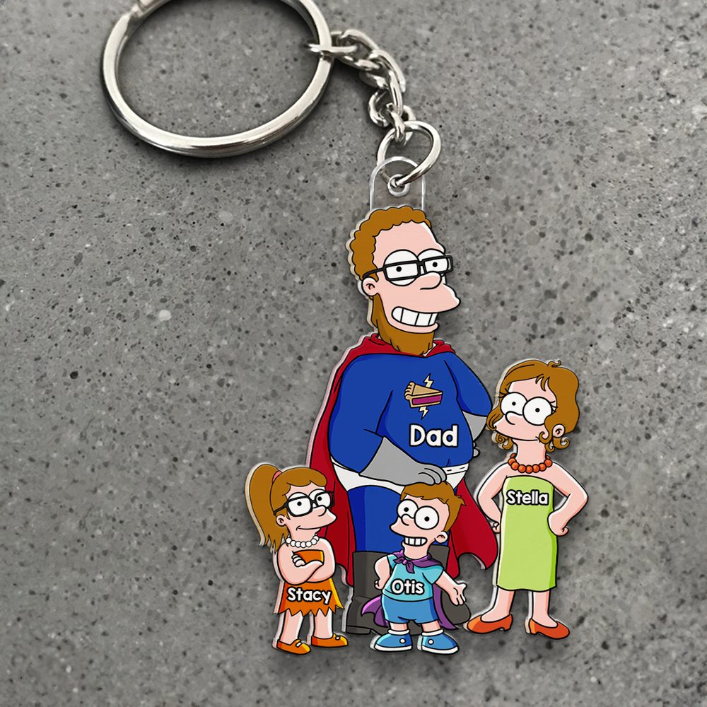 Funny Dad & His Little Ones Acrylic Keychain - Personalized Gifts For Father 01Qhhu160525Pa - Image 2
