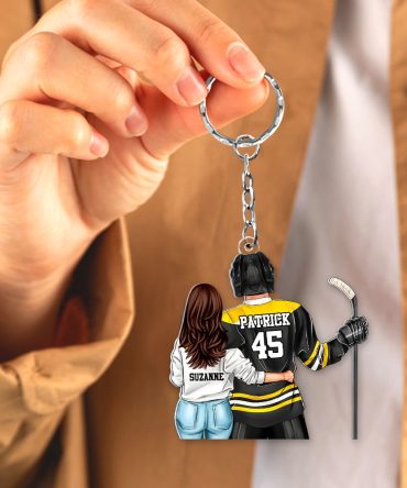 Personalized Gifts For Couple Keychain Hockey Couple 013Qhhu200125