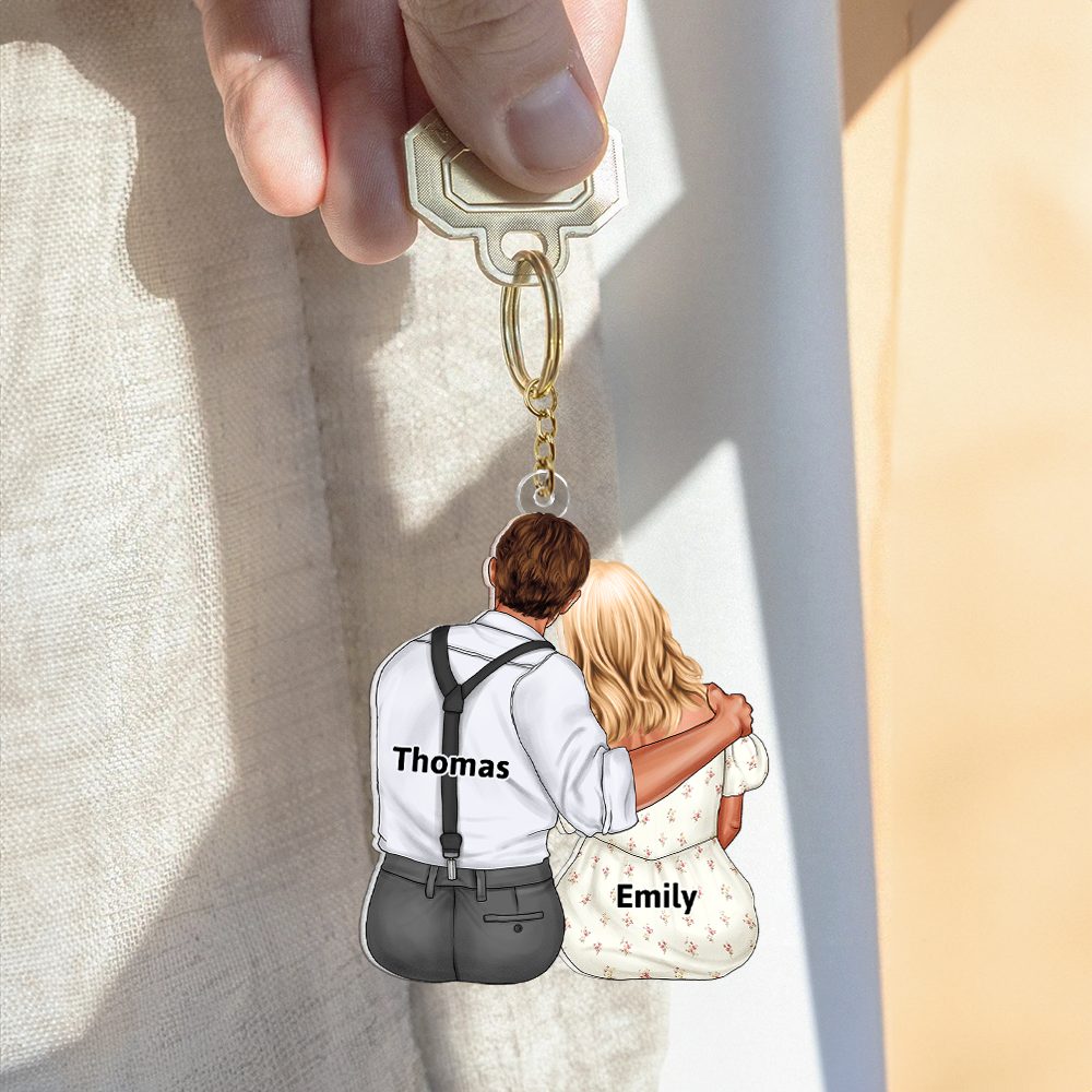 Personalized Gifts For Couple Keychain Hugging Couple 07Qhhu150125Tm