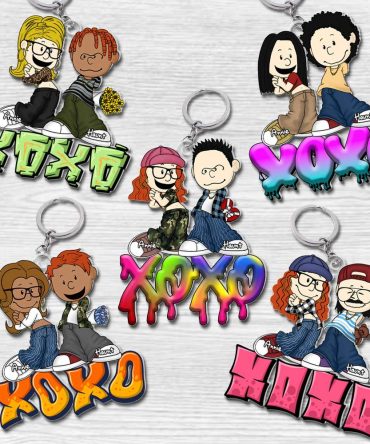 Personalized Gifts For Couples Keychain Y2K Style Cartoon Couple 04Xqlu040125Hg