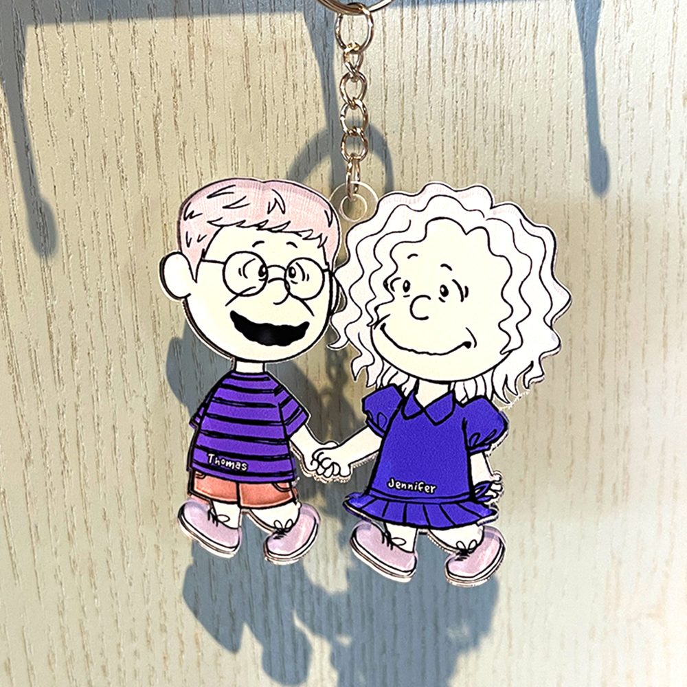 Couple Keychain - Walking Hand In Hand - Personalized Anniversary Gifts - Image 3