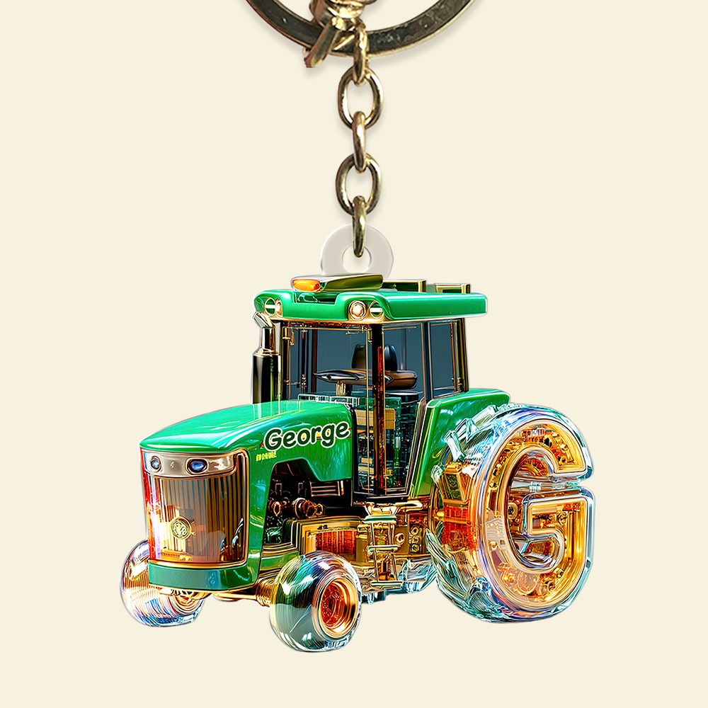 Personalized Gifts For Tractor Lovers Keychain, Any Letter 01Tgpu240625 - Image 5