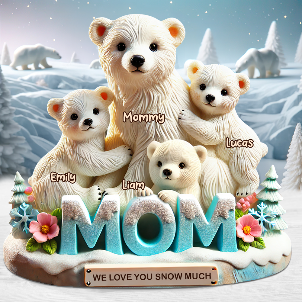 Polar Bear Mom Plaque - Personalized Gifts For Mom 02Hupu170425