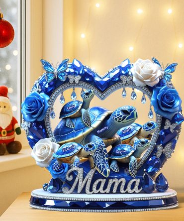 Sparkling Mama Turtle Plaque – Personalized Christmas Gifts For Mom 02Xqqn240425