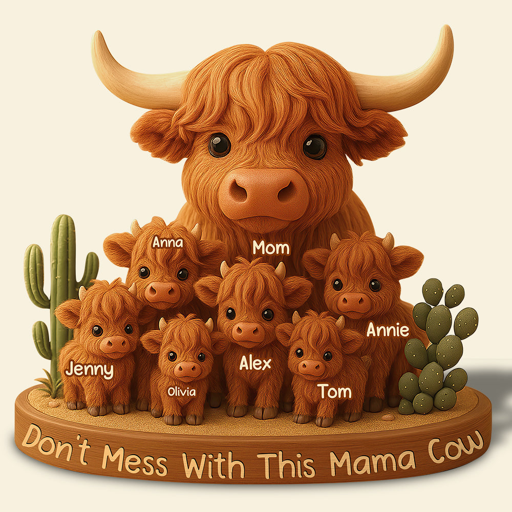 Highland Cow Mama Acrylic Plaque - Personalized Christmas Gifts For Mom 03Xqdt150425 - Image 5