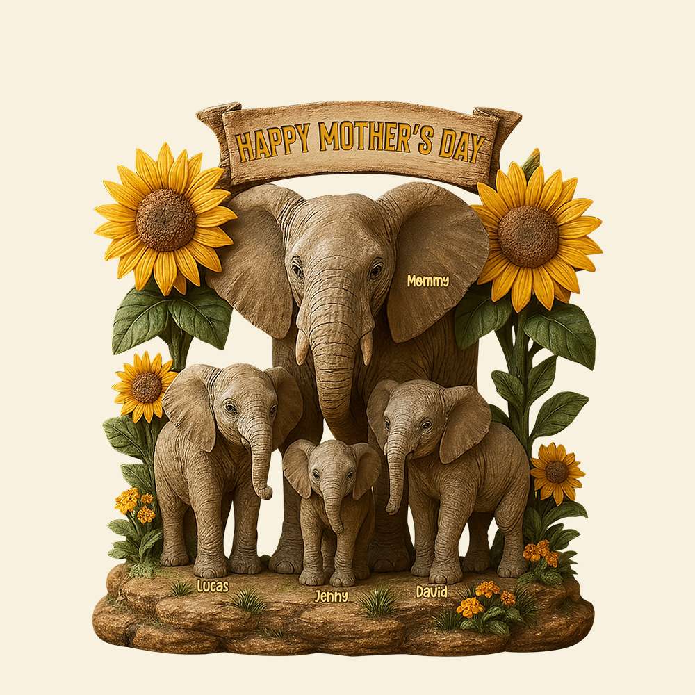 Elephant Mom Plaque - Personalized Christmas Gifts For Mom 01Xqtn080425 - Image 5