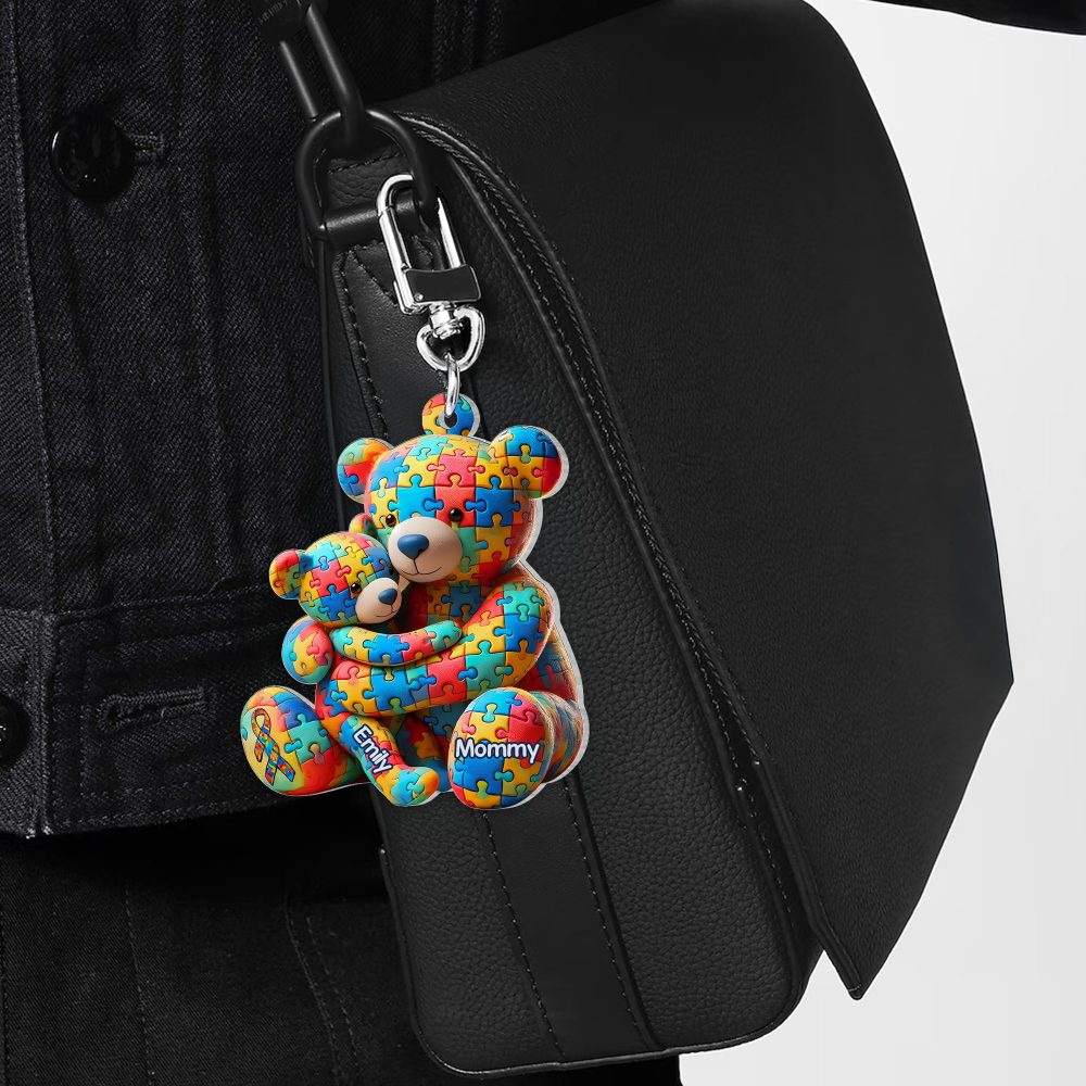 Personalized Gifts For Autism Keychain Bear Mother And Kid 03Ohpu220225 - Image 5