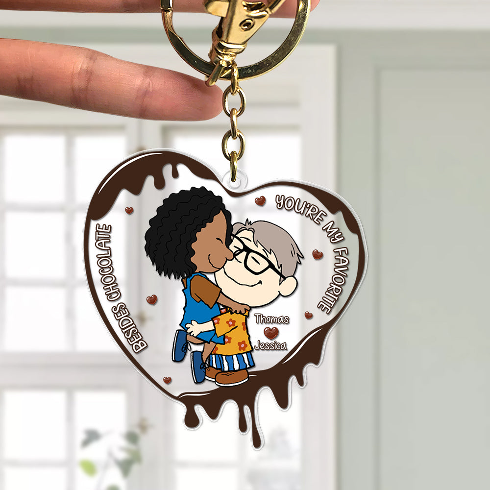 Personalized Gift For Couples Acrylic Keychain Beside Chocolate You'Re My Favorite 01Kaqn061224Hg