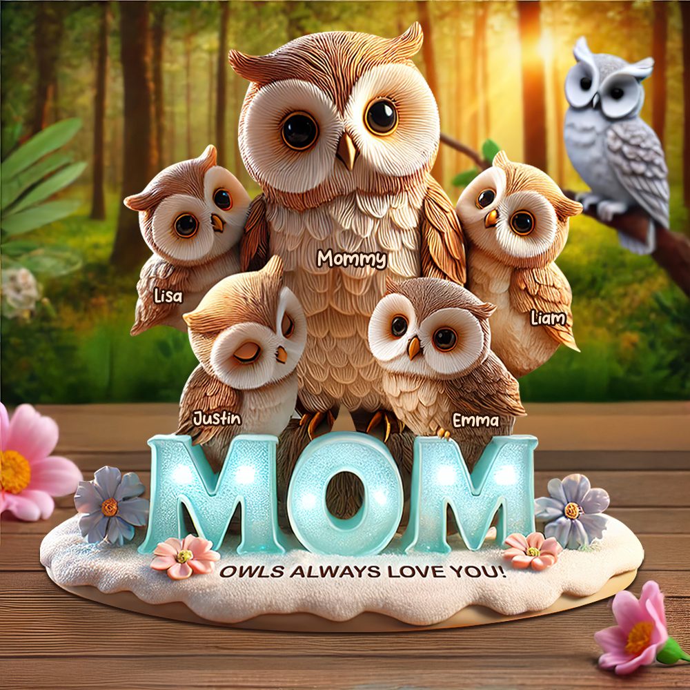 Owl Mom Plaque - Personalized Gifts For Mom 01Hupu170425