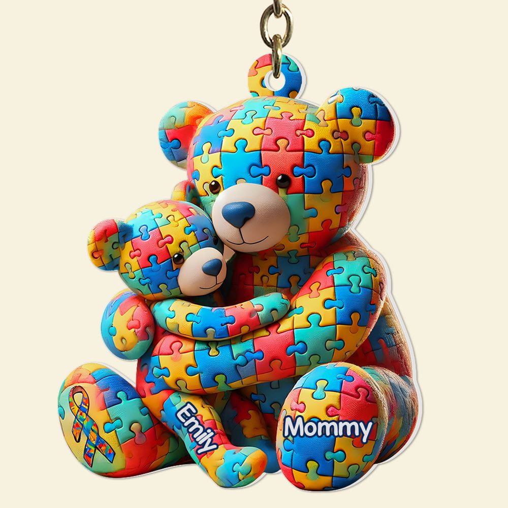 Personalized Gifts For Autism Keychain Bear Mother And Kid 03Ohpu220225 - Image 6