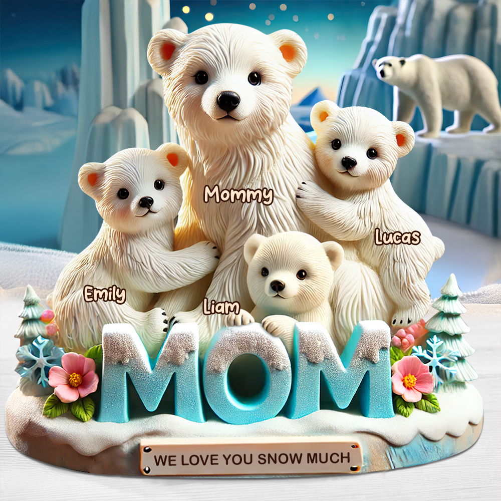 Polar Bear Mom Plaque - Personalized Gifts For Mom 02Hupu170425 - Image 2