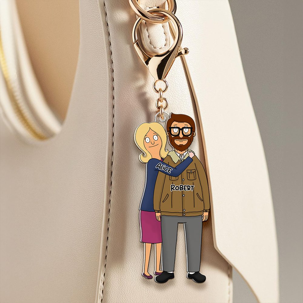 Christmas Cartoon Style Couple Keychain - Personalized Gifts For Couple 03Qhhu241224Hg