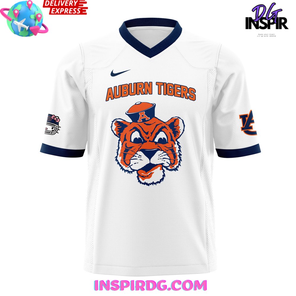 Auburn Tiger Football X Hello Kitty White Football Jersey - Image 2
